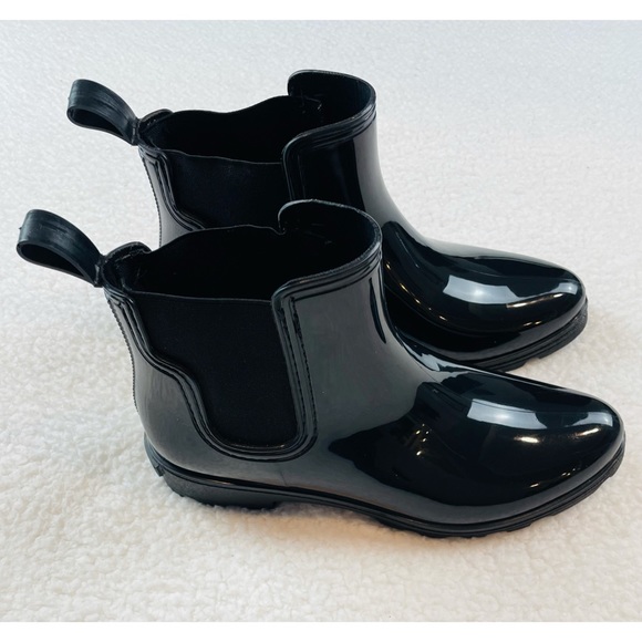 FRENCH CONNECTION • Black Chelsea Ankle Rain Boots - Picture 8 of 16